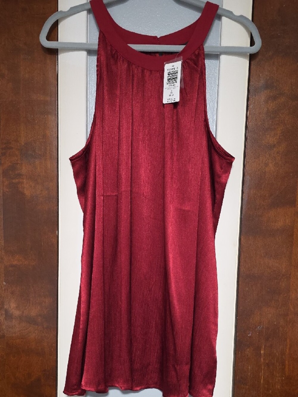NWT SIZE 2 Torrid Red Shiny Goddess Knit Tank